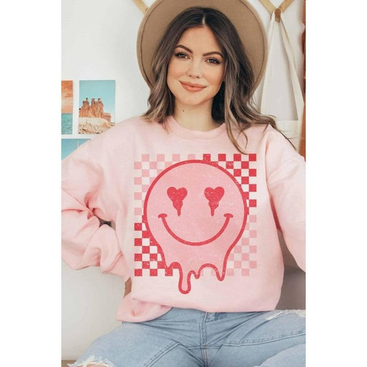 Womens Smile happy face Sweatshirt Women Valentines Day Shirt Valentine's Day Gifts for her Valentines Gift for Her Be Happy Hoodie and Sweater; T-shirt Cotton Polyester Womenswear Light