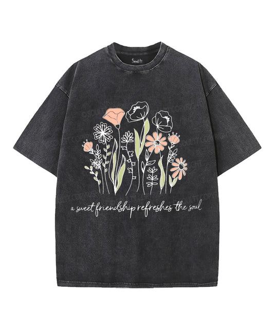 A Sweet Friendship Refreshes The Soul Unisex Washed Christian T-shirt