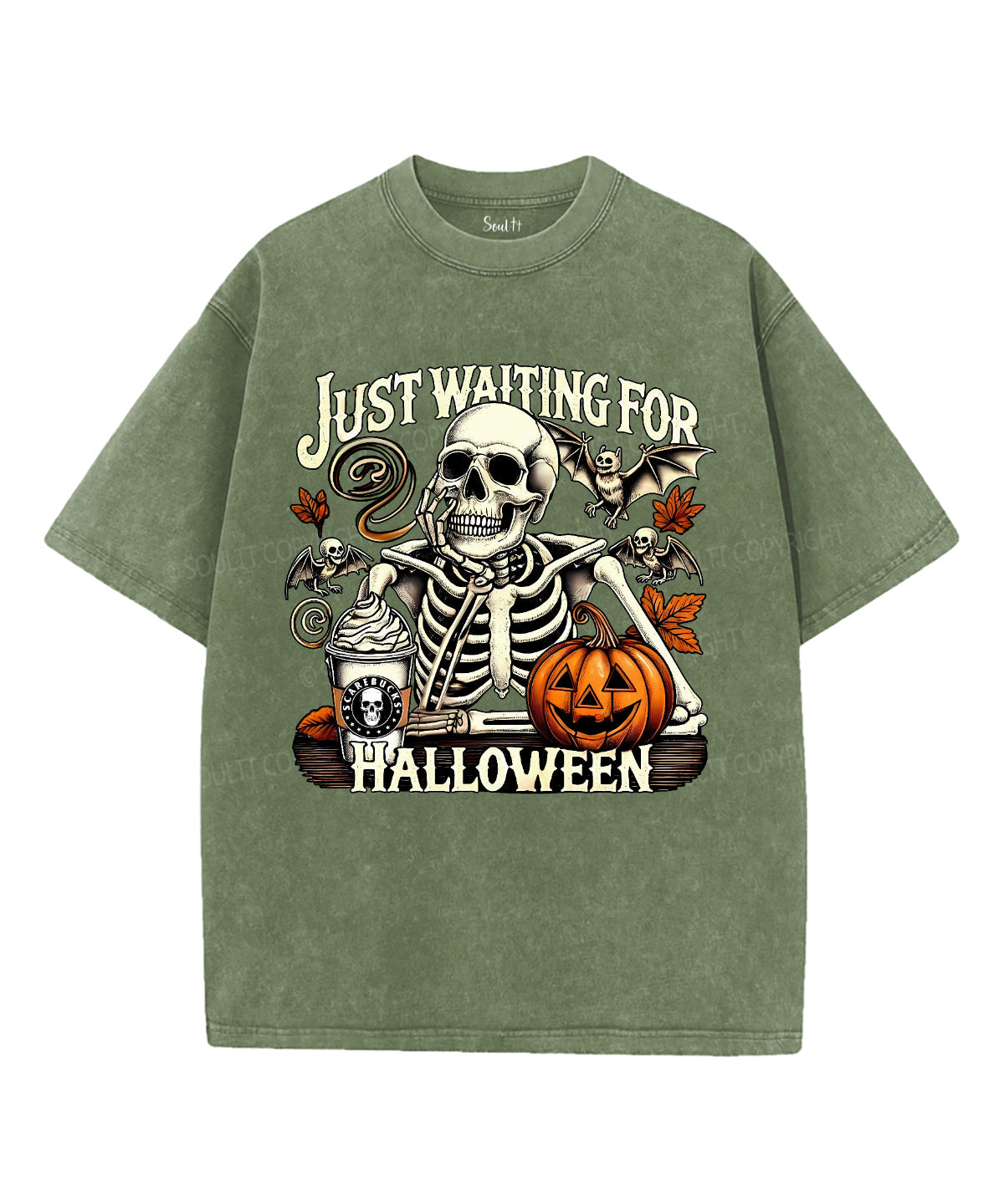 Just Waiting For Halloween Unisex Washed Christian T-shirt