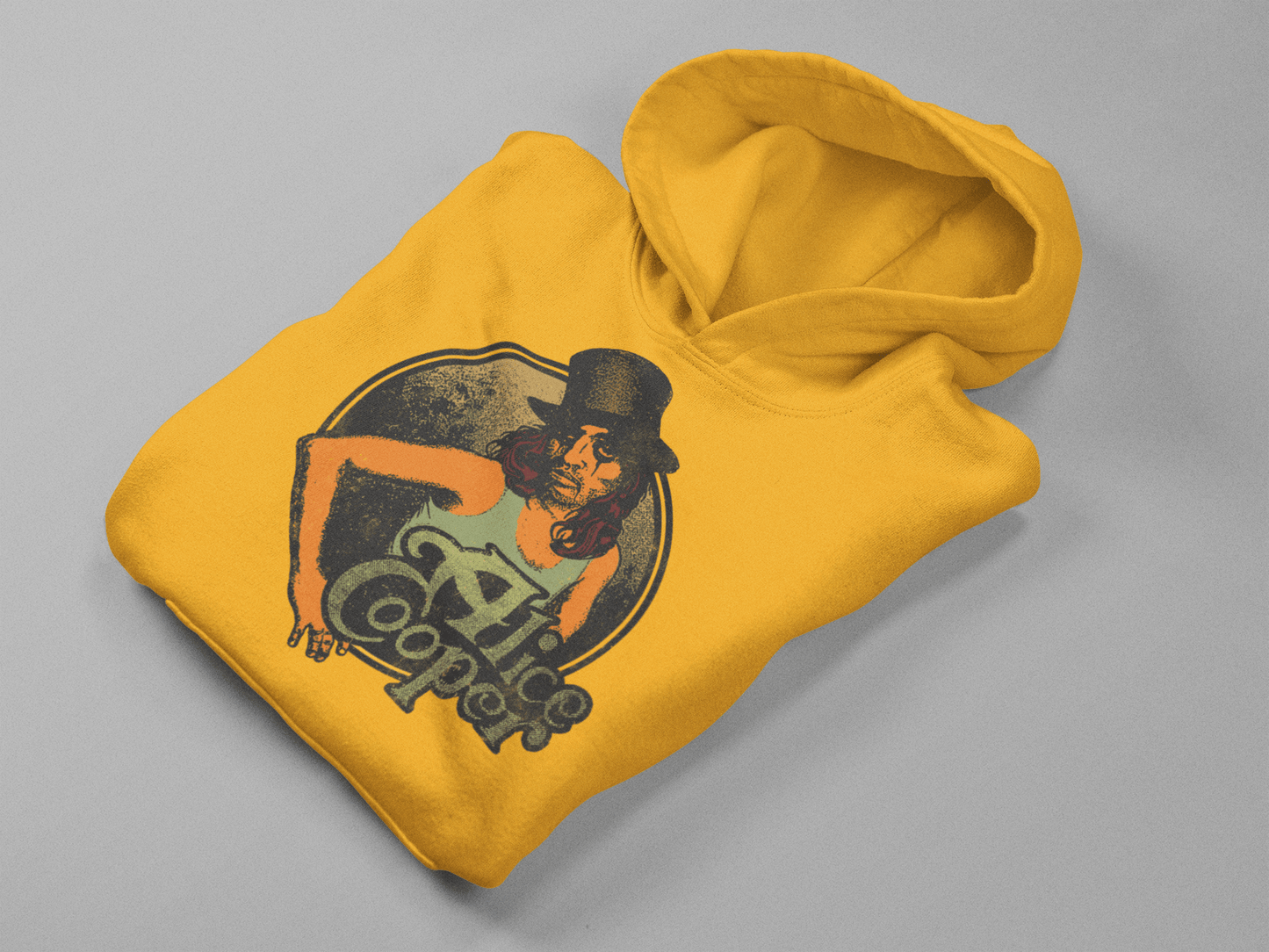 Alice Cooper Showtime 1976 Vintage Mens Hoodie Gold