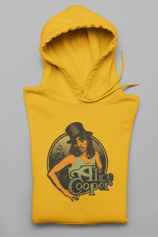 Alice Cooper Showtime 1976 Vintage Mens Hoodie Gold