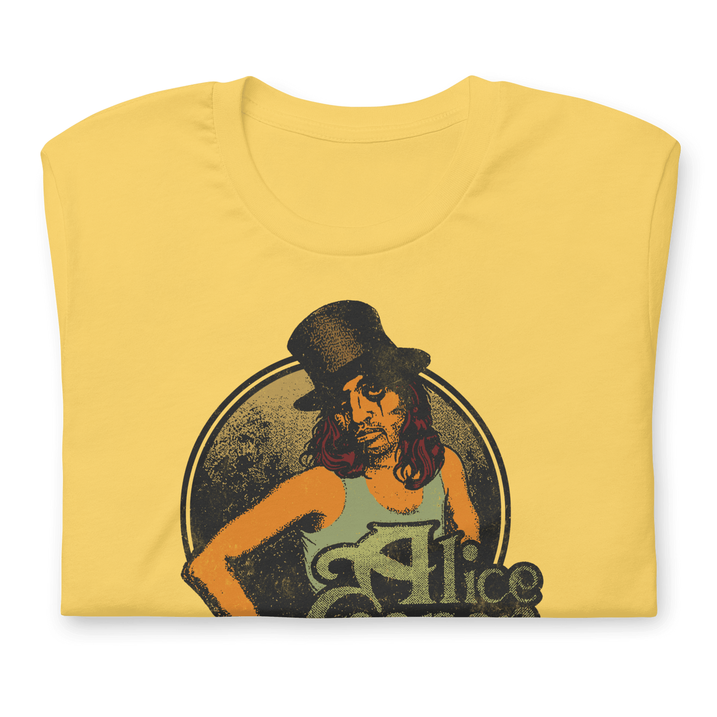 Alice Cooper Showtime 1976 Vintage Mens T Shirt Gold