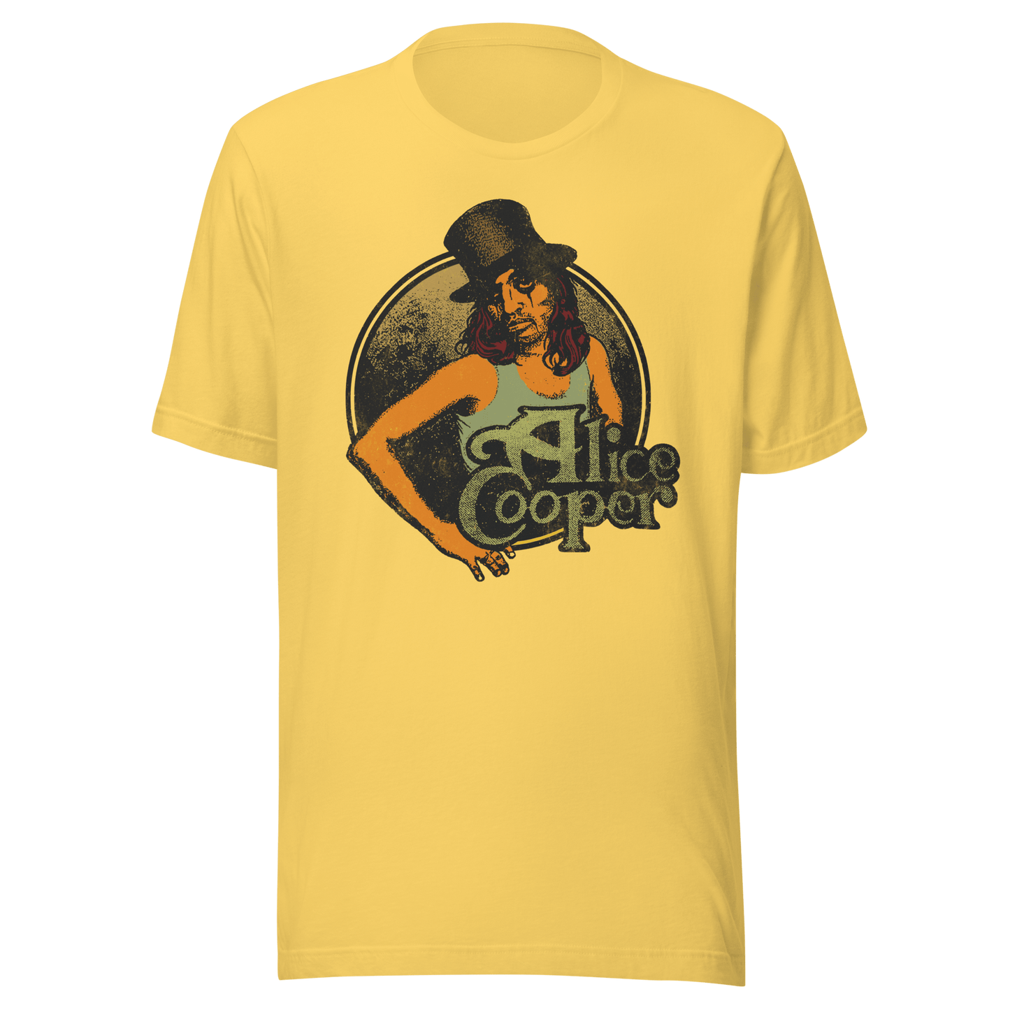 Alice Cooper Showtime 1976 Vintage Mens T Shirt Gold
