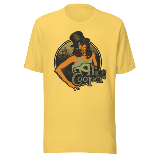 Alice Cooper Showtime 1976 Vintage Mens T Shirt Gold