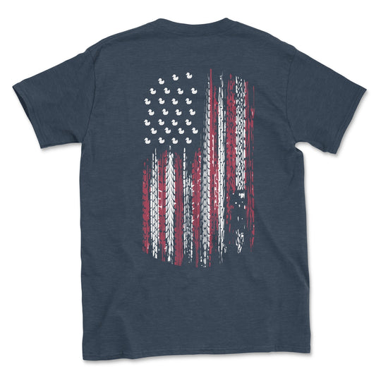 American Flag Tread Duck Themed Tee Shirt