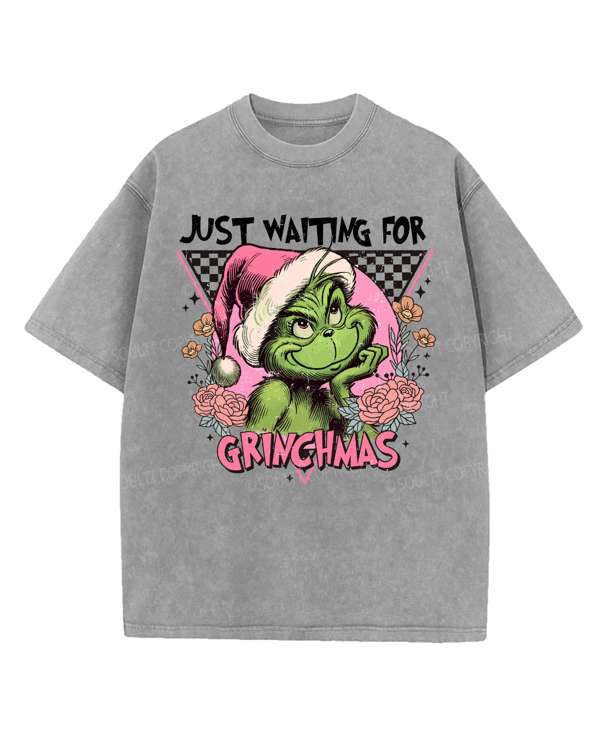 Just Waiting For Grinchmas Washed Christian T-shirt