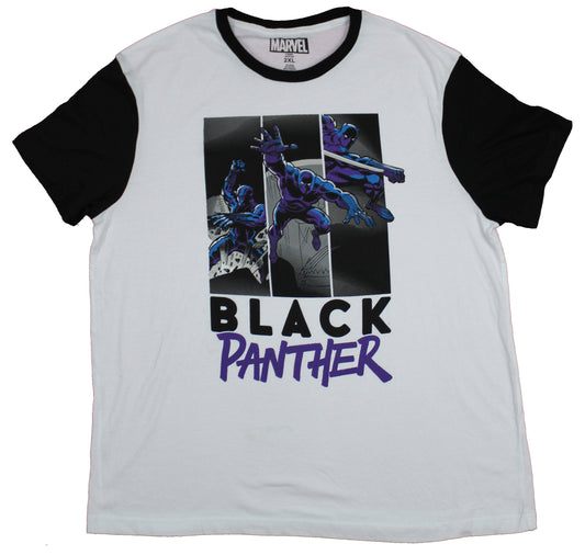 Black Panther Mens T-Shirt  - Multiple Panels Over Name (2X-Large)