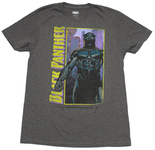 Black Panther Mens T-Shirt - Comic Style In Yellow Box & logo