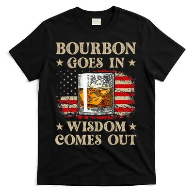 Bourbon Goes In Wisdom Comes Out Funny Drinking T-Shirt Hoodie, Sweatshirt | VibeTeeNation.com
