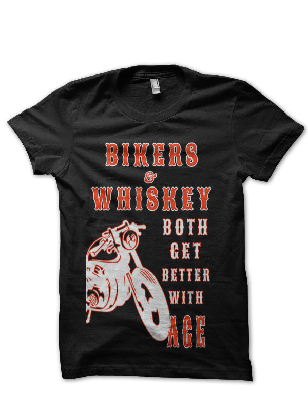 Biker And Whiskey Both Gets Better With Age Black T-Shirt Hoodie, Sweatshirt | VibeTeeNation.com