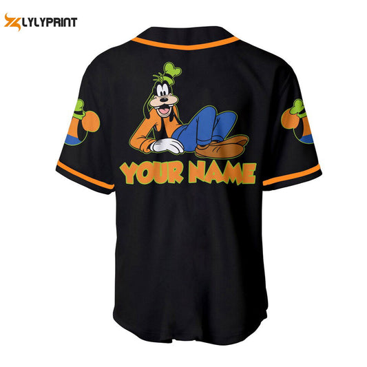 Black Goofy Disney Personalized Baseball Jersey - lylyprint.com