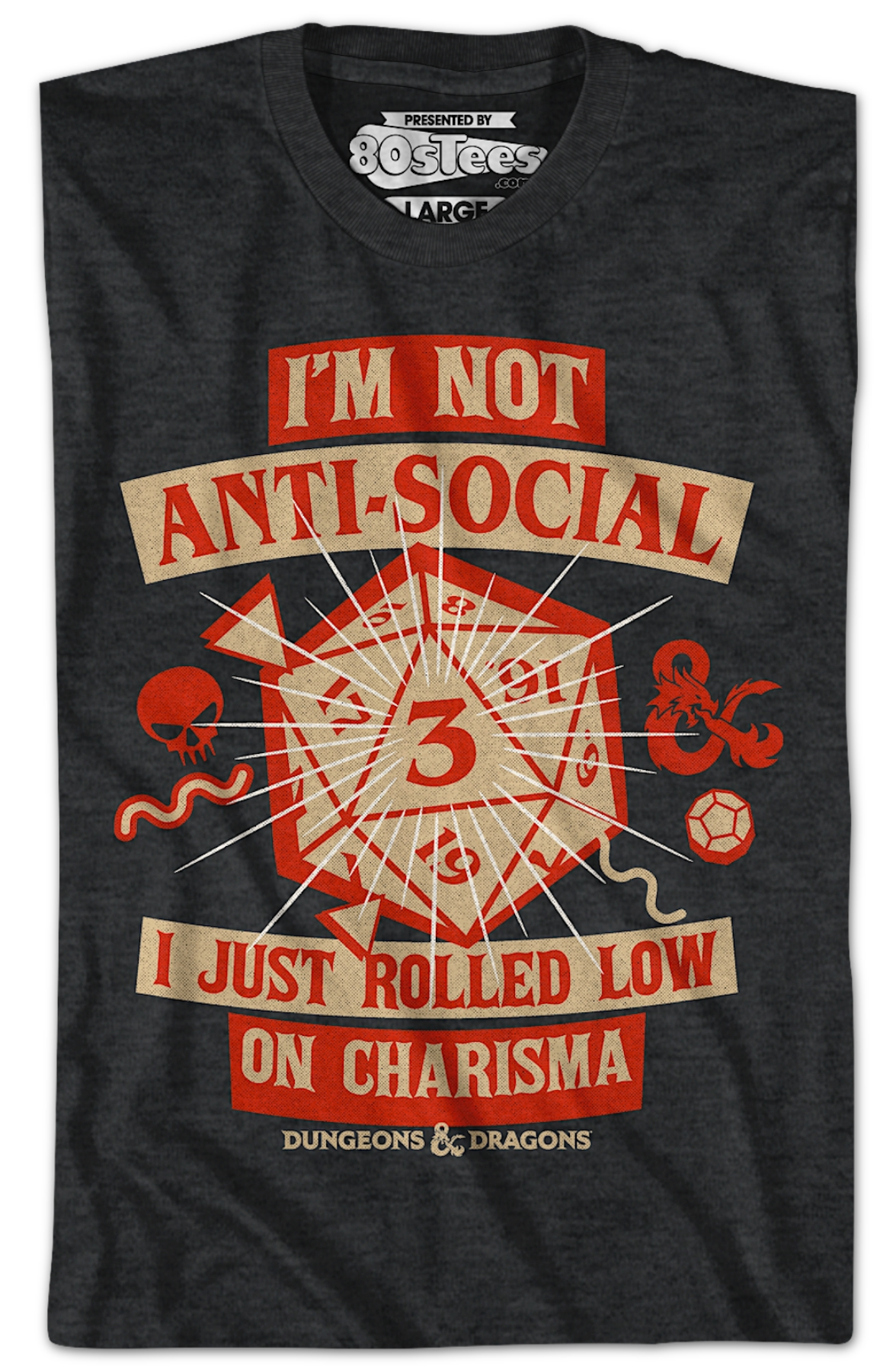 Black Heather Rolled Low On Charisma Dungeons & Dragons T-Shirt