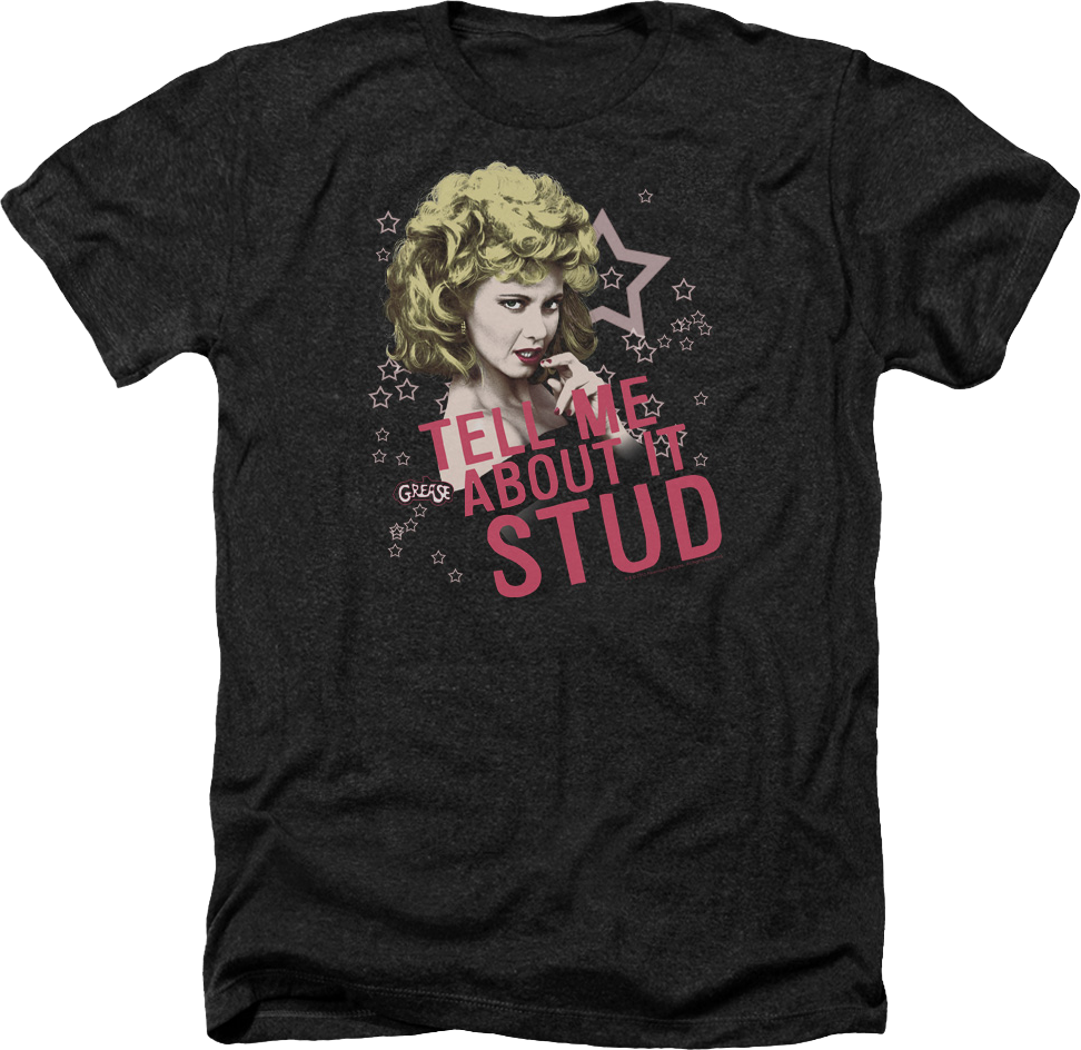 Black Heather Tell Me About It Stud Grease T-Shirt