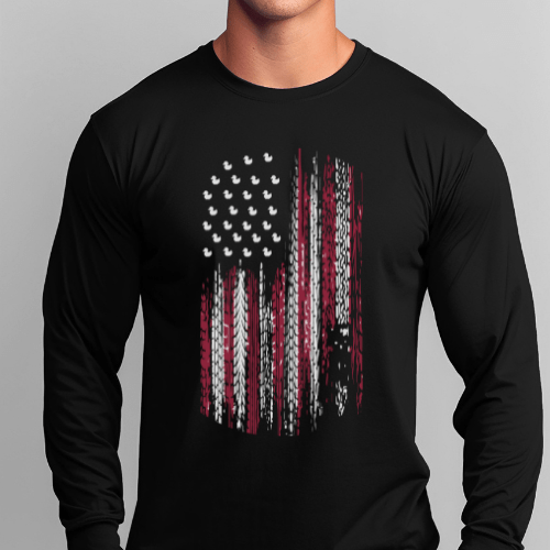 Black Long-Sleeve American Flag Tire Tread Duck Shirt