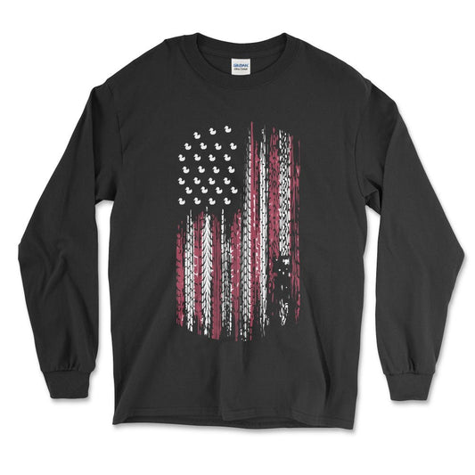 Black Long-Sleeve American Flag Tire Tread Duck Shirt