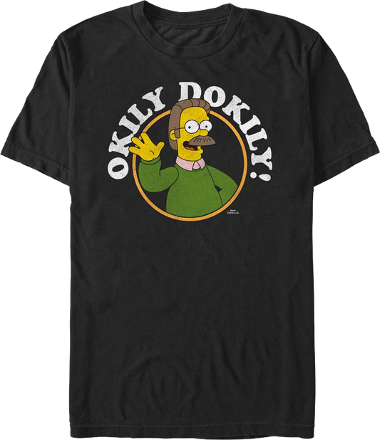 Black Ned Flanders Okily Dokily Simpsons T-Shirt