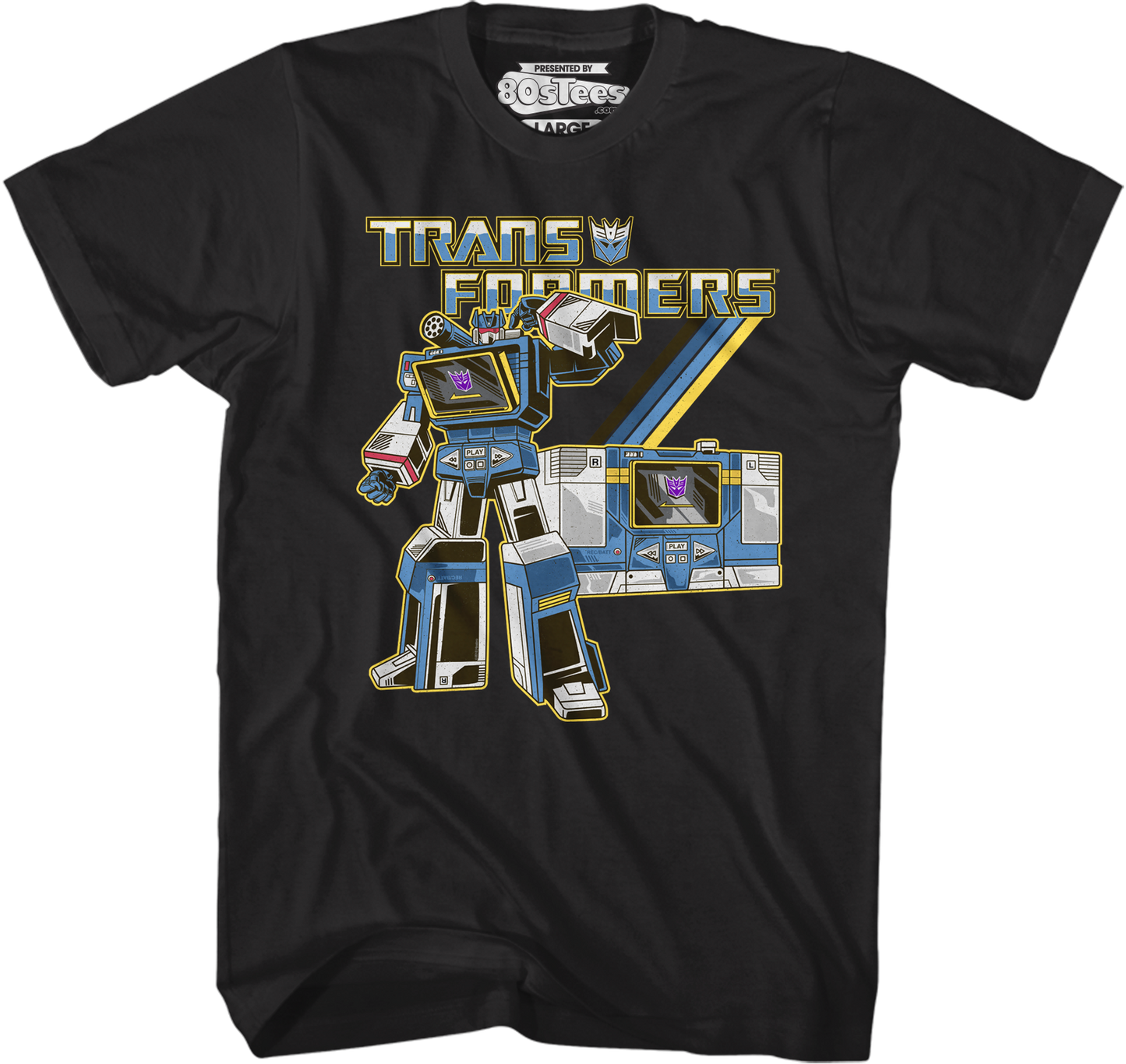 Black Retro Soundwave Transformers T-Shirt