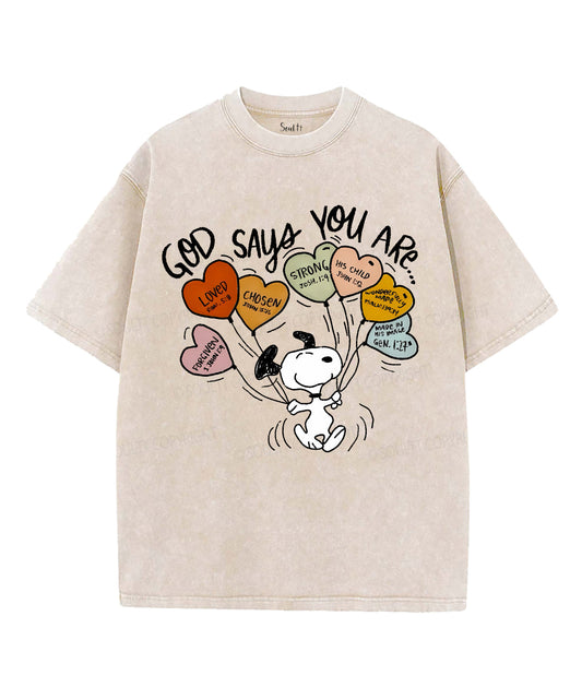 GOD SAYS YOU ARE Unisex Washed Christian T-shirt