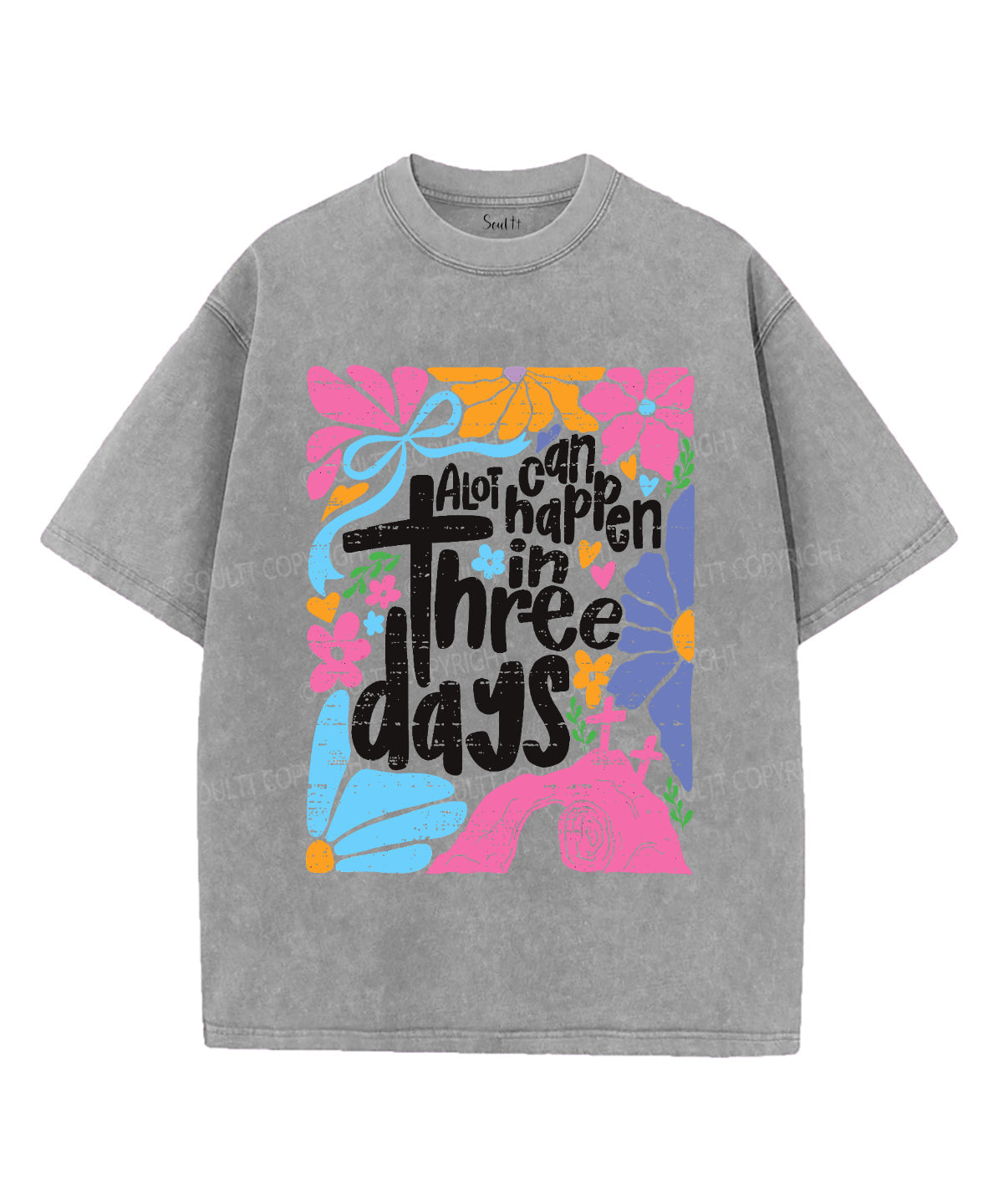 A Lot Can Happen In Three Days Unisex Washed Christian T-shirt