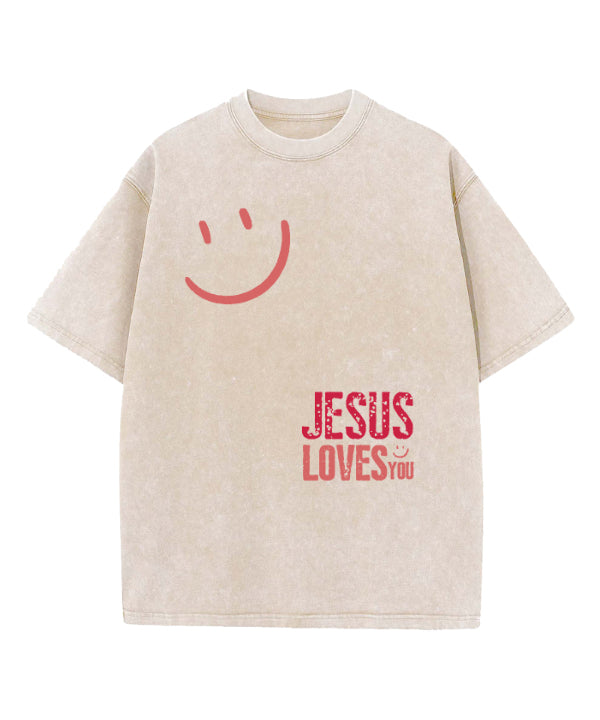 Jesus Love You Washed Christian T-shirt
