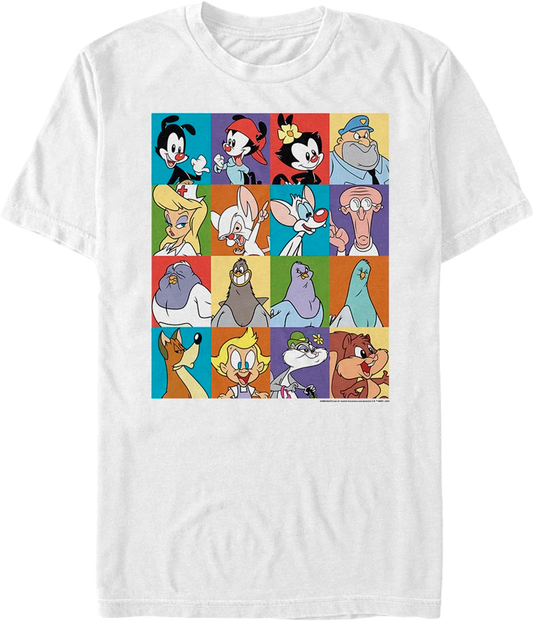 White Classic Character Blocks Animaniacs T-Shirt