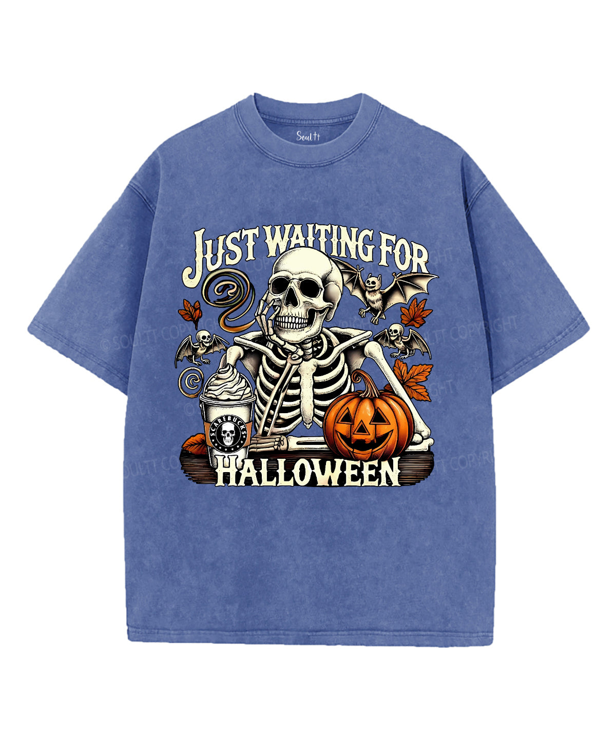 Just Waiting For Halloween Unisex Washed Christian T-shirt
