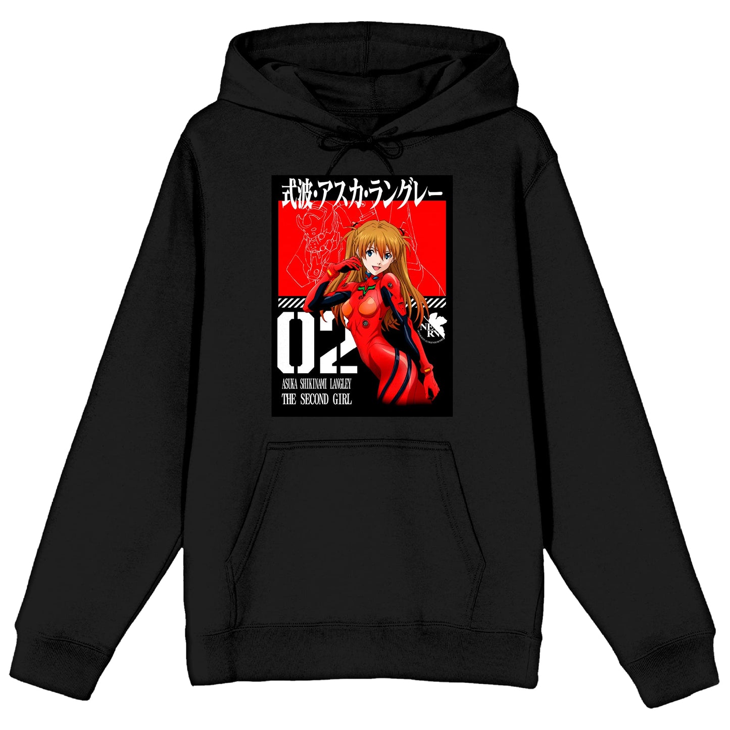 Asuka Shikinami Langley Neon Genesis Evangelion Black Anime Hoodie Large