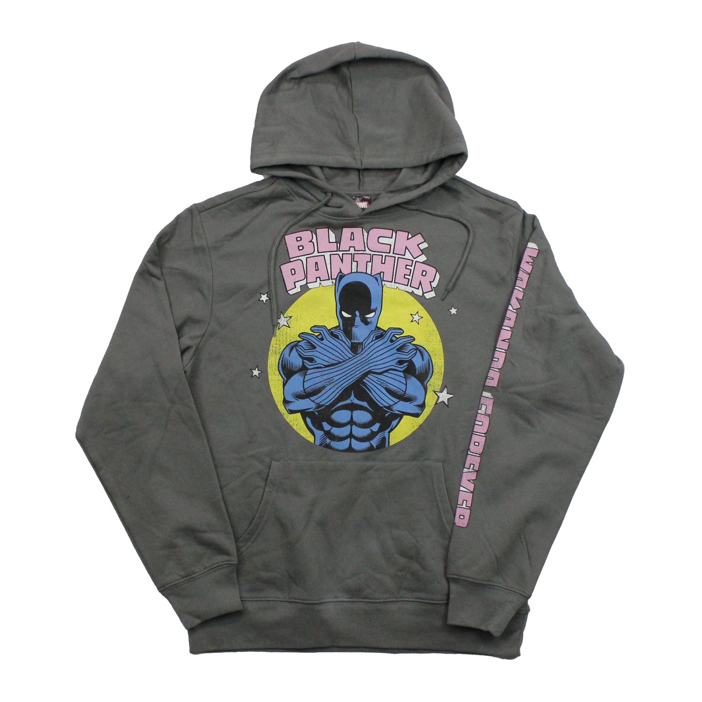 Black Panther Mens Pullover Hoodie - Retro Circle Pink Logo Design