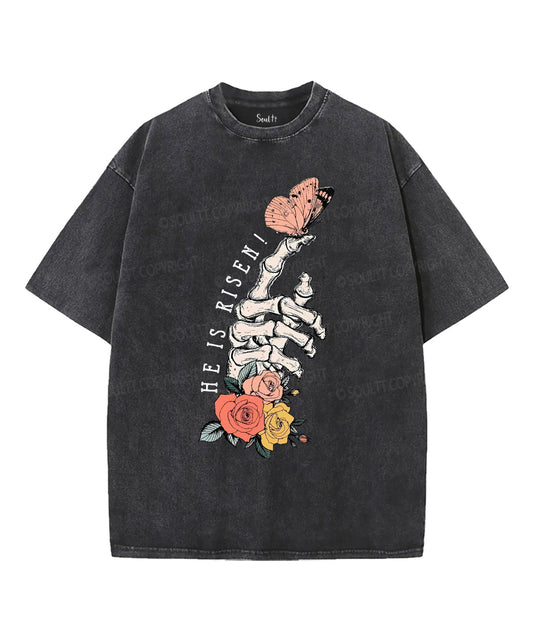 He Is Risen Unisex Washed Christian T-shirt Style007