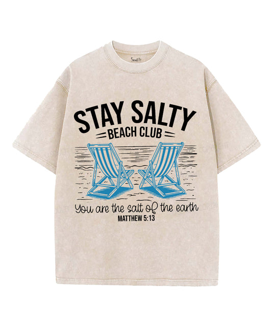 Stay Salty Unisex Washed Christian T-shirt Style014