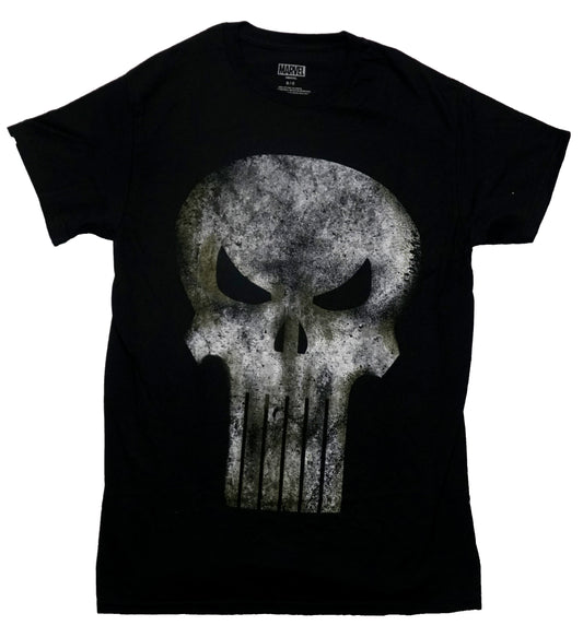Punisher Mens T-Shirt - Classic Distressed Green and White Skull Logo