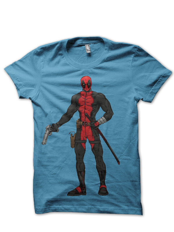 Deadpool Gun Light Blue Tee (Grey Available) Hoodie, Sweatshirt | VibeTeeNation.com