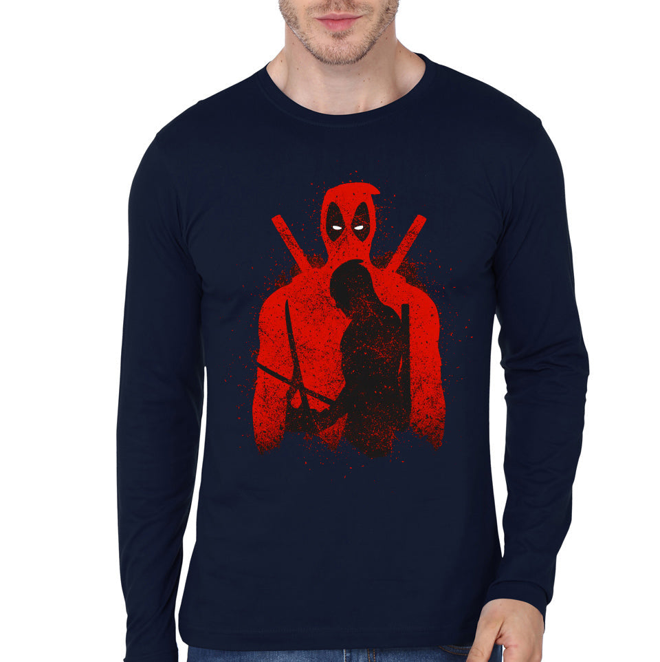 Deadpool Navy Blue  Full Sleeve Tee Hoodie, Sweatshirt | VibeTeeNation.com