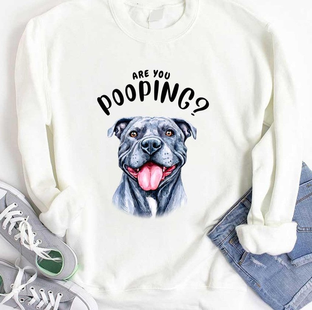 Pitbull Are You Pooping Bathroom Watercolor Unisex T-shirt Hoodie, Sweatshirt | VibeTeeNation.com (Image 2)