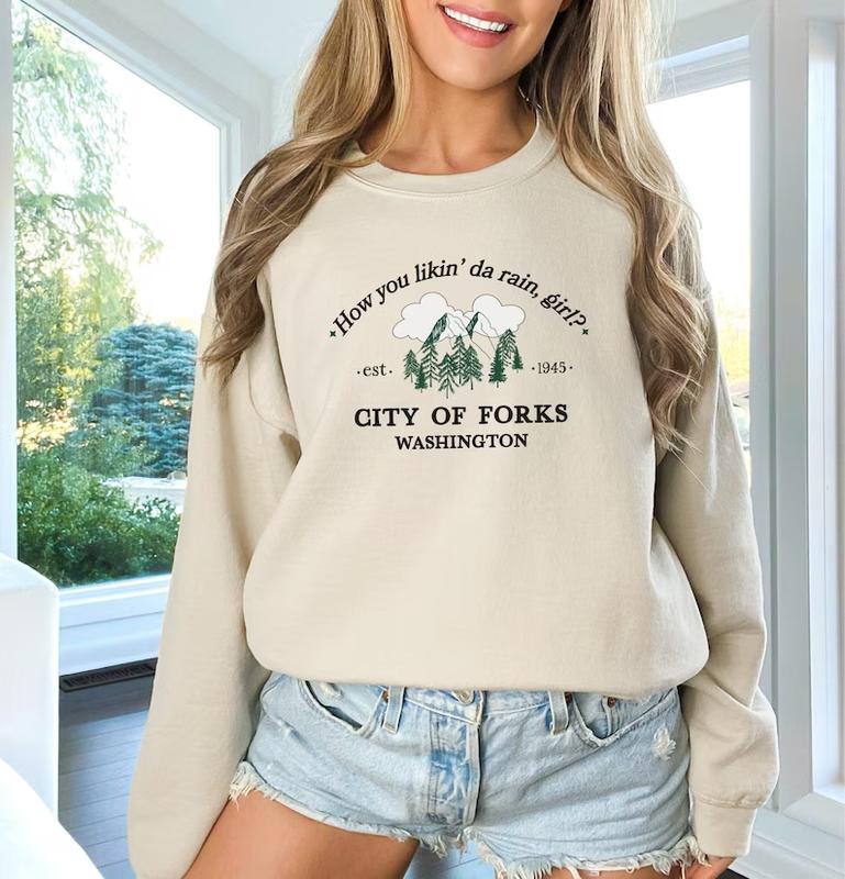 Twilight Sweatshirt, Forks Washington Crewneck Shirt, Book Bookish Gift, Edward Cullen Twilight Merch Parody... (Image 3)