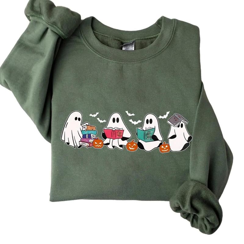 Bookish Ghost Halloween Sweatshirt Hoodie Tshirt, Halloween 2024 Gifts | VibeTeeNation.com (Image 1)