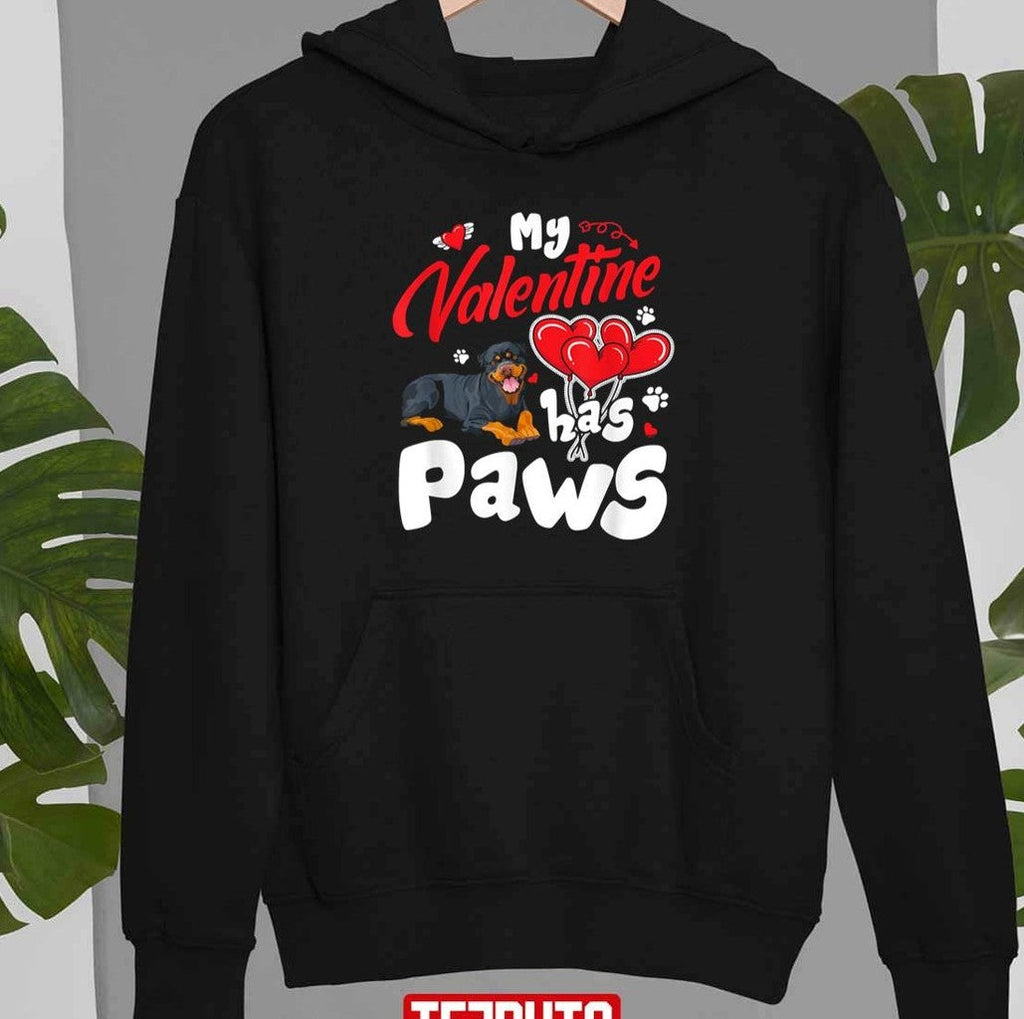 My Valentine Has Paws Pitbull Dog Unisex Sweatshirt T-Shirts, Hoodie | VibeTeeNation.com (Image 2)