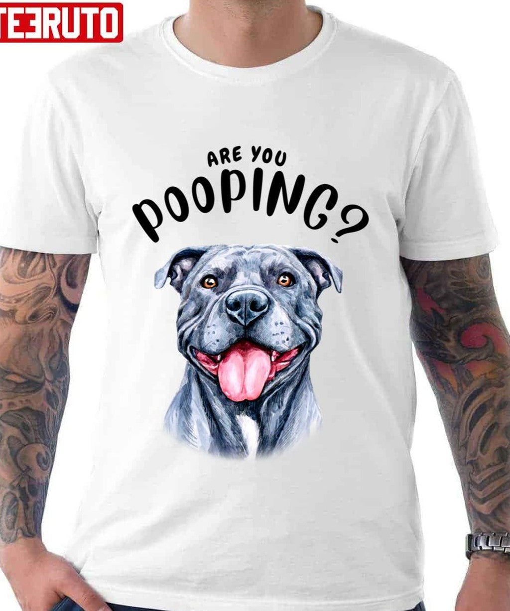 Pitbull Are You Pooping Bathroom Watercolor Unisex T-shirt Hoodie, Sweatshirt | VibeTeeNation.com (Image 3)