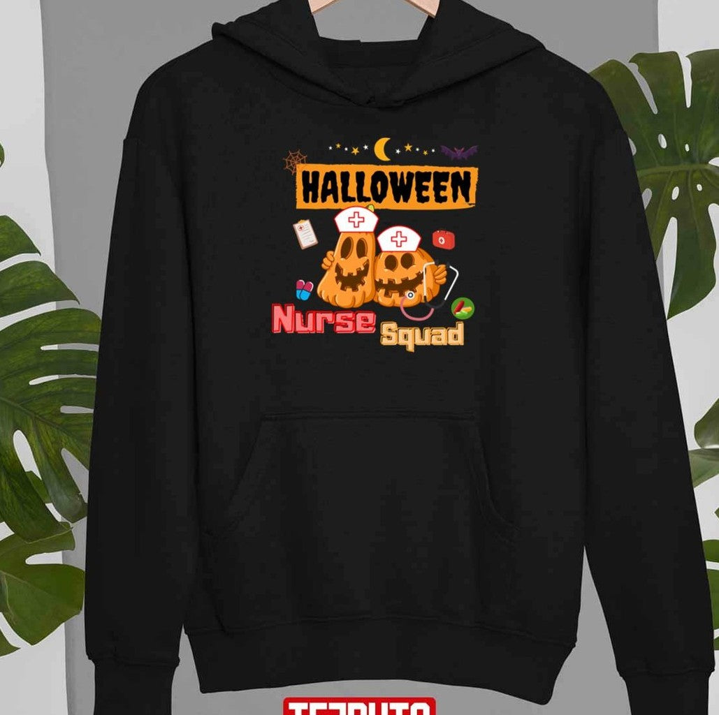 Nurse Squad Team Pumpkin Ghost Unisex T-Shirt Hoodie, Sweatshirt | VibeTeeNation.com (Image 2)