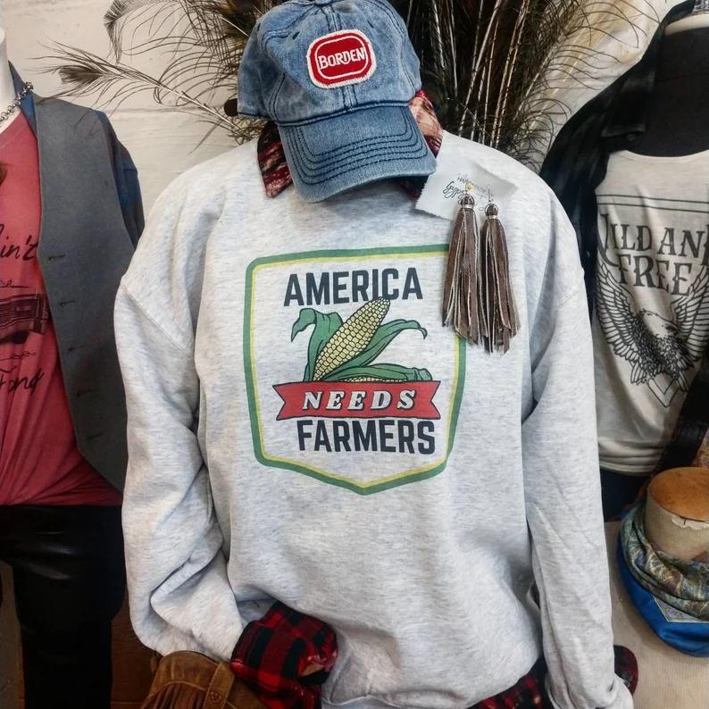 America Needs Farmers Sweatshirt, Farmers Wife Gifts,Farm Shirt, Ag Shirt, Agriculture Gifts, Farmer, Farmer... (Image 1)