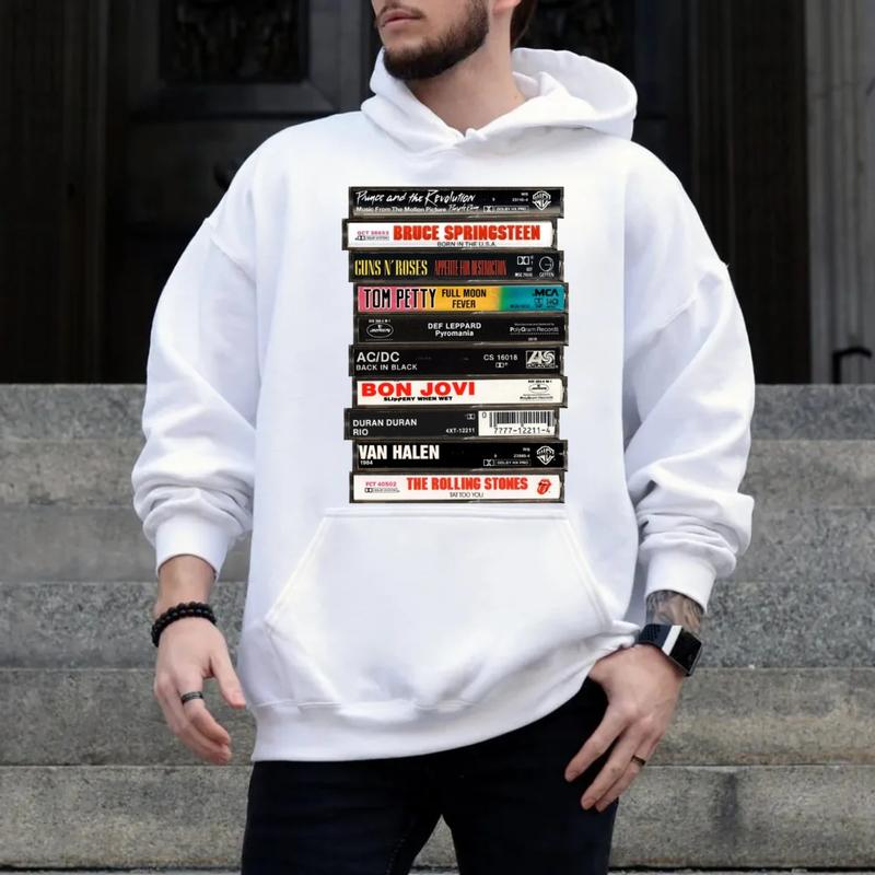 Rock Cassettes Tape Tshirt Sweatshirt Hoodie, Rock Bands Shirt, 80s Rock And Roll, 80's Rock Cassette, Music... (Image 5)