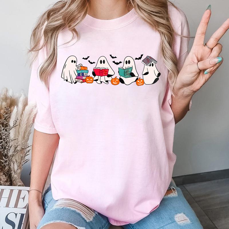 Bookish Ghost Halloween Sweatshirt Hoodie Tshirt, Halloween 2024 Gifts | VibeTeeNation.com (Image 4)