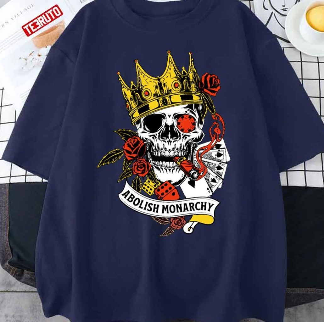 Anti Monarchy Abolish Royals Skull Art Unisex T-Shirt Hoodie, Sweatshirt | VibeTeeNation.com (Image 1)