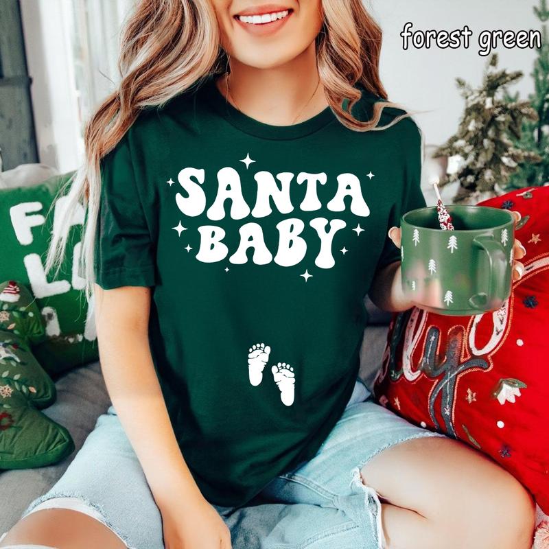 Christmas Pregnancy Announcement Sweatshirt, Santa Baby Shirt,Pregnant Tee,Baby Announcement,Christmas... (Image 4)
