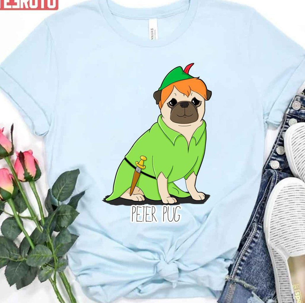 Peter Pug Cute Dog Peter Pan Unisex T-Shirt Hoodie, Sweatshirt | VibeTeeNation.com (Image 2)