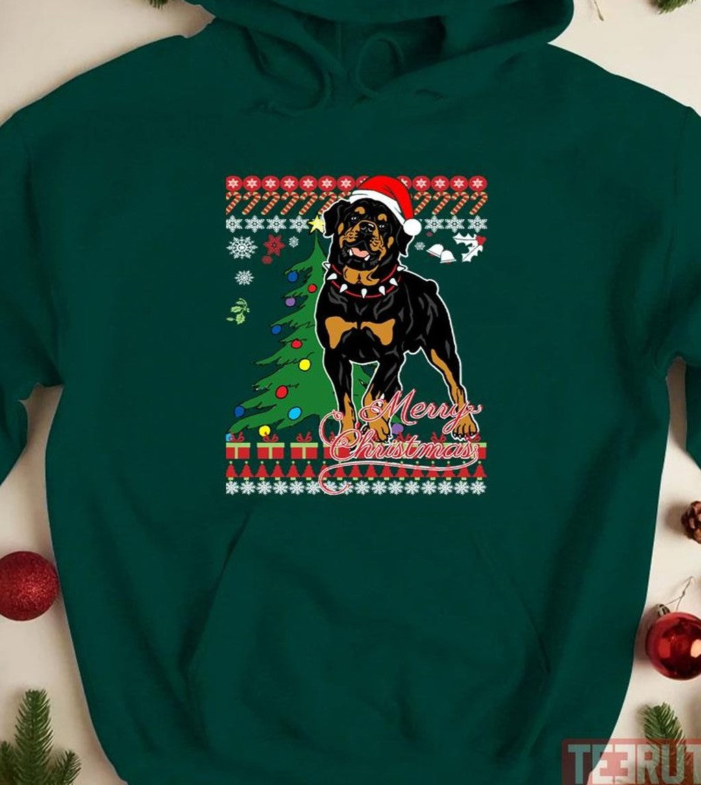 Rottweiler Dog Lover Xmas Ugly Xmas Style Unisex Sweatshirt T-Shirts, Hoodie | VibeTeeNation.com (Image 2)
