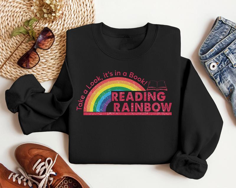 Reading Rainbow Sweatshirt, Teacher Appreciation Gift, School Shirt, Book Lover Gift, Teacher Shirt, Book Nerd... (Image 4)