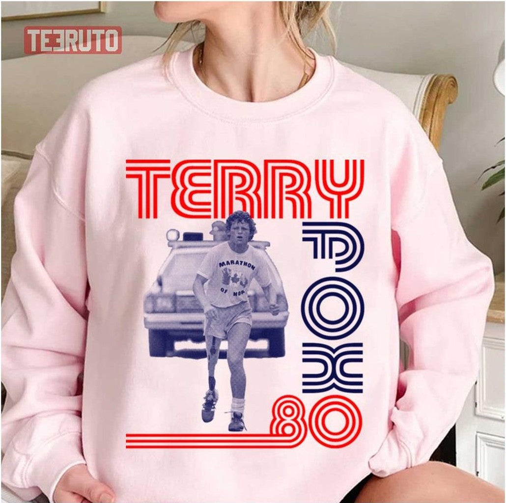 Terry Fox 80 Running Unisex Sweatshirt T-Shirts, Hoodie | VibeTeeNation.com (Image 1)