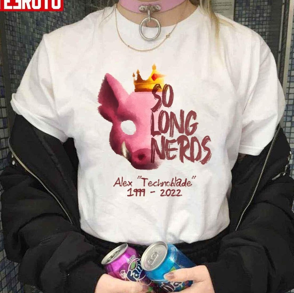 Technoblade So Long Nerds Alex Technoblade 1999 2022 Unisex T-Shirt Hoodie, Sweatshirt | VibeTeeNation.com (Image 1)