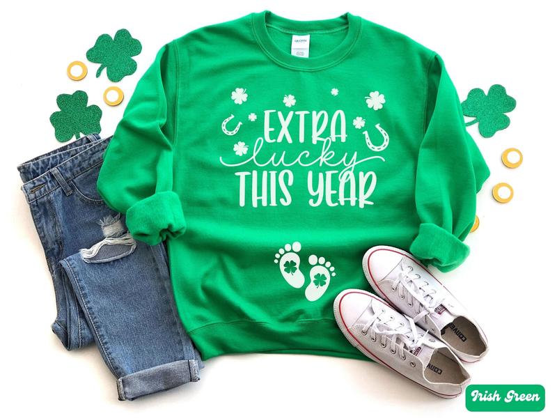 St Patricks Day Pregnancy Announcement Sweatshirt, St. Patrick's Day Baby Reveal Tee, Funny Pregnant Maternity... (Image 2)